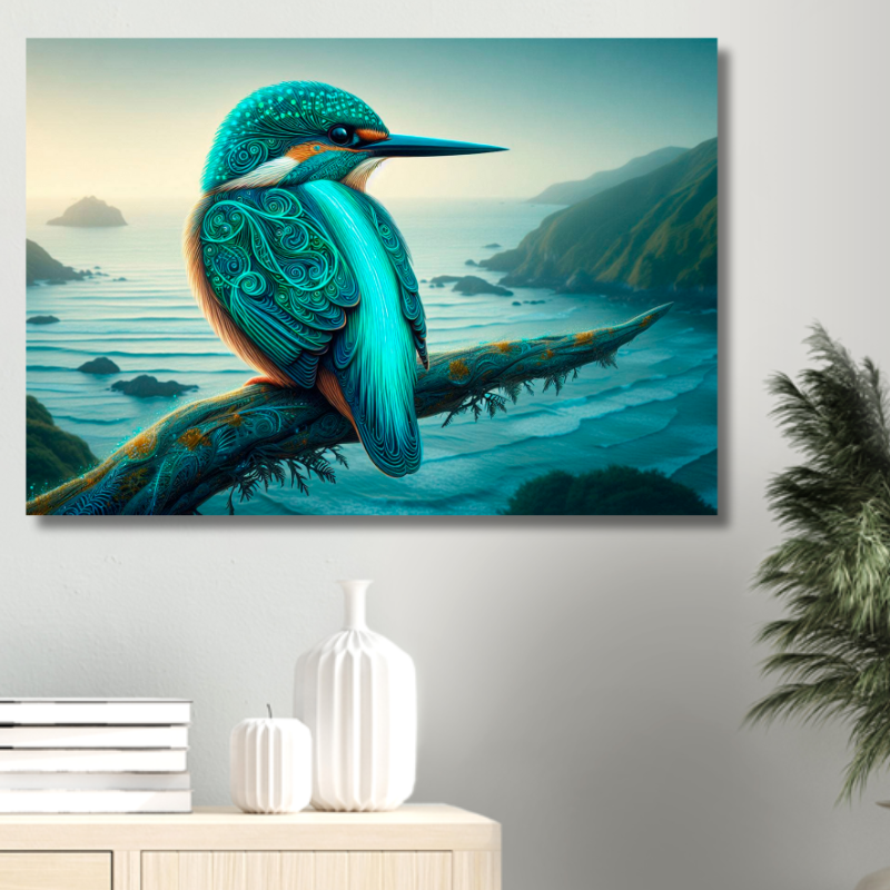 Kingfisher Drawing - Bird Wall Art - New Zealand Wall Art - Wall Canvas