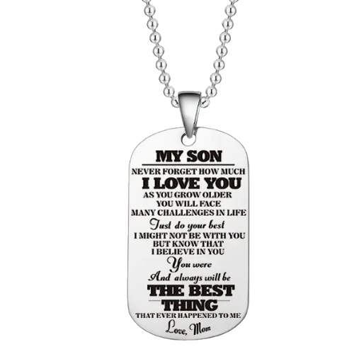my son necklace, to my son necklace, son necklace from mom and dad, to my son dog tag necklace, son gifts, son pendant